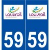 59 Louvroil logo autocollant plaque stickers ville