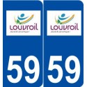 59 Louvroil logo autocollant plaque stickers ville