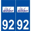 92 Antony logo autocollant plaque stickers ville