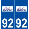 92 Antony logo autocollant plaque stickers ville