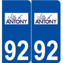 92 Antony logo autocollant plaque stickers ville