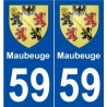 59 Maubeuge blason autocollant plaque stickers ville