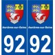 92 Asnières-sur-Seine blason autocollant plaque stickers ville