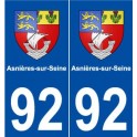 92 Asnières-sur-Seine blason autocollant plaque stickers ville
