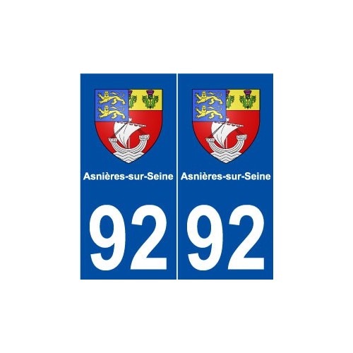 92 Asnières-sur-Seine blason autocollant plaque stickers ville