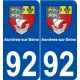 92 Asnières-sur-Seine blason autocollant plaque stickers ville