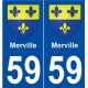 59 Merville blason autocollant plaque stickers ville