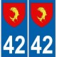 42 Loire autocollant plaque blason armoiries stickers département