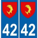 42 Loira etiqueta engomada de la placa de escudo de armas el escudo de armas de pegatinas departamento