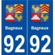 92 Bagneux blason autocollant plaque stickers ville