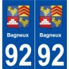 92 Bagneux blason autocollant plaque stickers ville