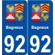 92 Bagneux blason autocollant plaque stickers ville