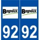 92 Bagneux logo autocollant plaque stickers ville