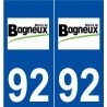 92 Bagneux logo autocollant plaque stickers ville