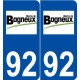 92 Bagneux logo autocollant plaque stickers ville