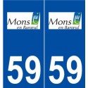 59 Mons-en-Barœul logo autocollant plaque stickers ville