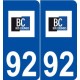 92 Bois-Colombes logo autocollant plaque stickers ville