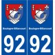 92 Boulogne-Billancourt blason autocollant plaque stickers ville