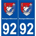 92 Boulogne-Billancourt, francia escudo de armas de la calcomanía de la placa de la etiqueta engomada de la ciudad