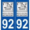 92 Boulogne-Billancourt logo autocollant plaque stickers ville