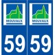 59 Mouvaux logo autocollant plaque stickers ville