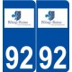 92 Bourg-la-Reine logo autocollant plaque stickers ville