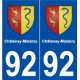 92 Châtenay-Malabry blason autocollant plaque stickers ville
