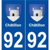 92 Châtillon blason autocollant plaque stickers ville