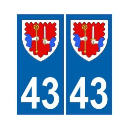 43 Haute Loire autocollant plaque blason armoiries stickers département