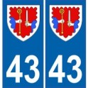 43 Haute Loire autocollant plaque blason armoiries stickers département
