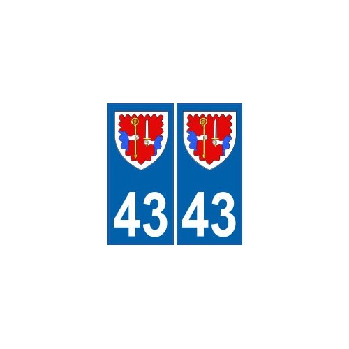 43 Haute Loire autocollant plaque blason armoiries stickers département