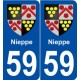 59 Nieppe blason autocollant plaque stickers ville