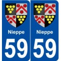 59 Nieppe blason autocollant plaque stickers ville