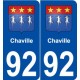 92 Chaville blason autocollant plaque stickers ville