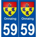 59 Onnaing blason autocollant plaque stickers ville