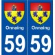 59 Onnaing blason autocollant plaque stickers ville