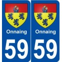 59 Onnaing blason autocollant plaque stickers ville