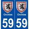 59 Orchies blason autocollant plaque stickers ville
