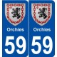59 Orchies blason autocollant plaque stickers ville