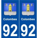 92 Colombes blason autocollant plaque stickers ville
