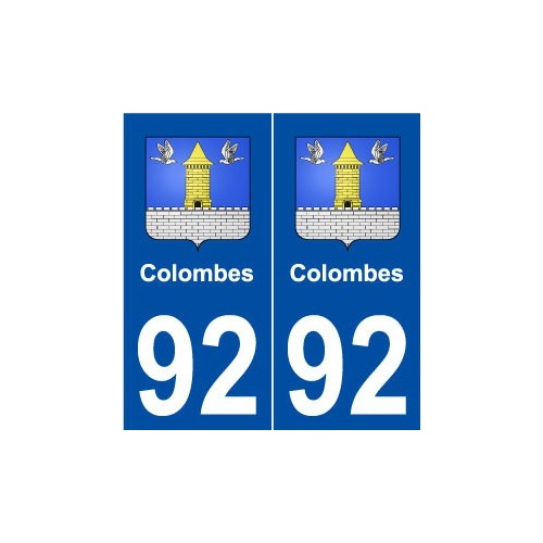 92 Colombes blason autocollant plaque stickers ville