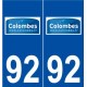 92 Colombes logo autocollant plaque stickers ville