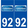 92 Colombes logo autocollant plaque stickers ville