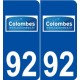 92 Colombes logo autocollant plaque stickers ville