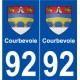 92 Courbevoie blason autocollant plaque stickers ville