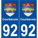 92 Courbevoie blason autocollant plaque stickers ville