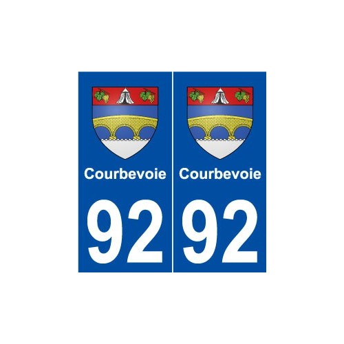 92 Courbevoie blason autocollant plaque stickers ville