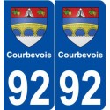 92 Courbevoie blason autocollant plaque stickers ville