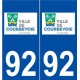 92 Courbevoie logo autocollant plaque stickers ville