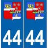 44 Loire-Atlantique autocollant plaque blason armoiries stickers département